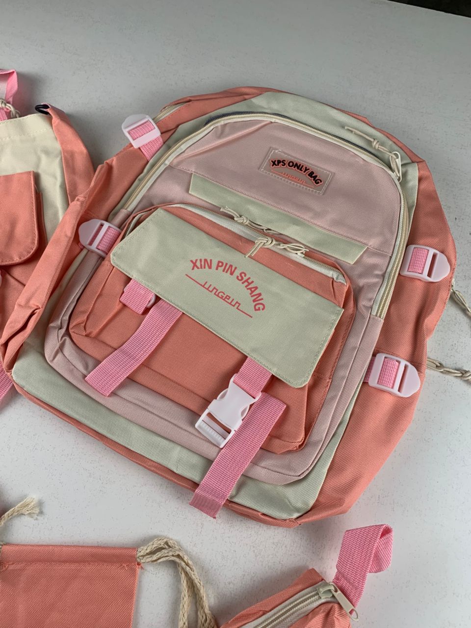 Ensemble de sacs d’école Kawai pour adolescents 5Pcs Xin Pin Shang Rose – محفظة 5 قطع كاواي وردي