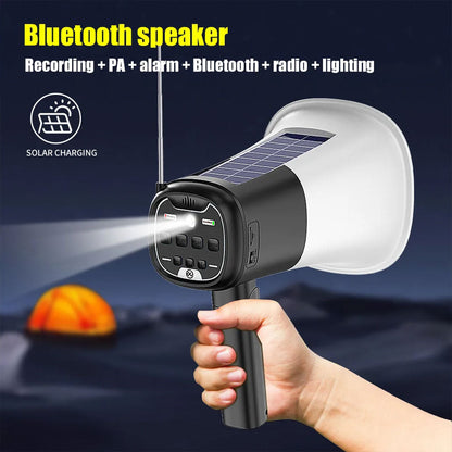 Mégaphone solaire portable pour Enregistrement en Extérieur avec Bluetooth V5.3 – مكبر صوت ومسجل بلوتوث