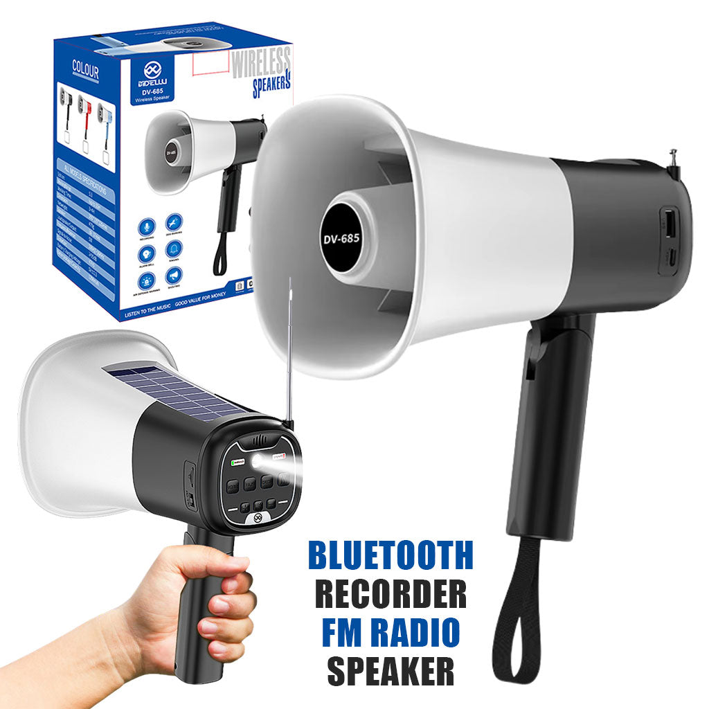 Mégaphone solaire portable pour Enregistrement en Extérieur avec Bluetooth V5.3 – مكبر صوت ومسجل بلوتوث - تنزوت
