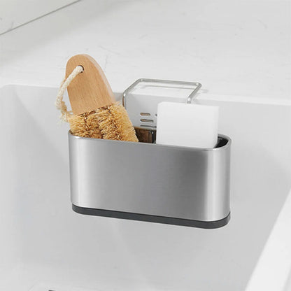 Organiseur d’évier de cuisine porte-éponge en acier inoxydable – منظم أغراض حوض الغسيل