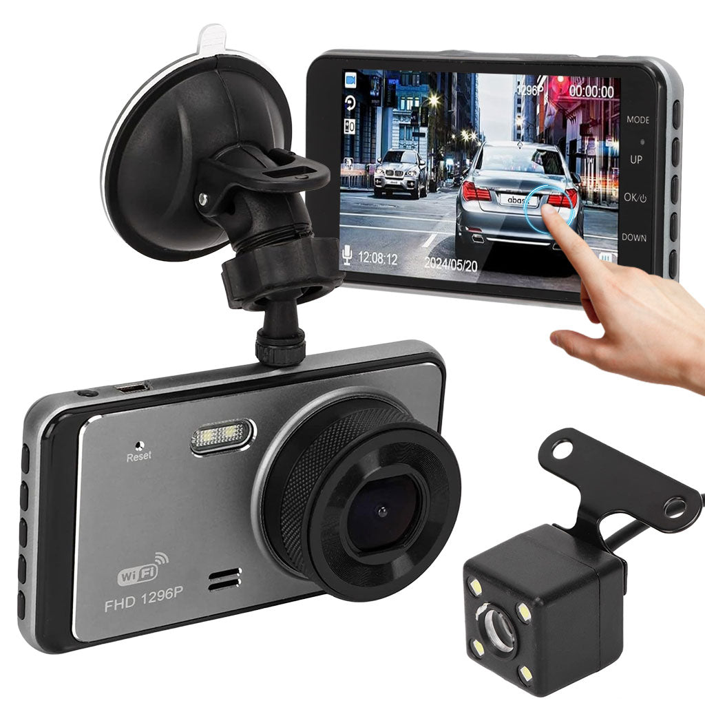 Dash Cam Enregistreur vidéo pour voiture 1080P Wi-Fi avec caméra arrière – كاميرة تسجيل الحوادث تنزوت