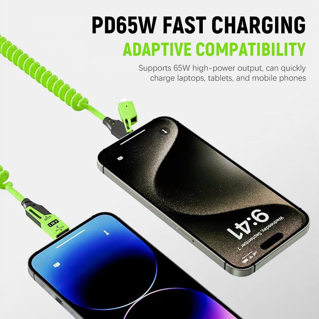 Câble USB 4en1 à Ressort Fast Charge 65 W – كابل شحن سريع