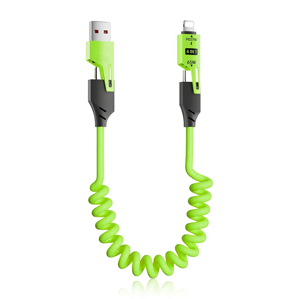 Câble USB 4en1 à Ressort Fast Charge 65 W – كابل شحن سريع