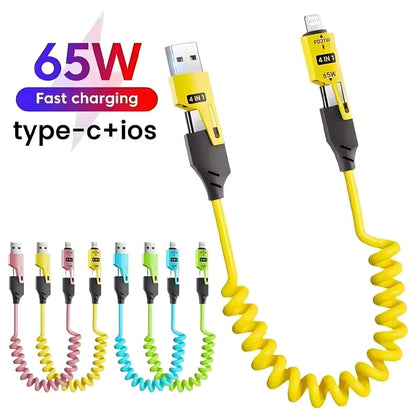 Câble USB 4en1 à Ressort Fast Charge 65 W – كابل شحن سريع تنزوت