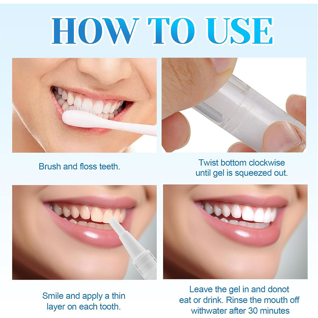 Stylo blanchissant pour les dents en 2 parties avec applicateur doux