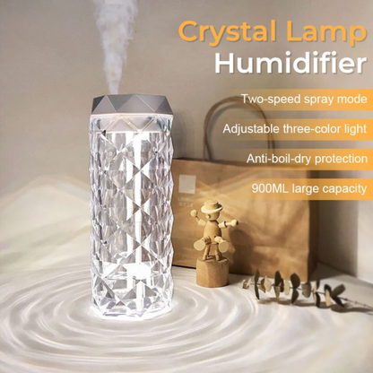 Cristal lamp with air humidifier and essential oil diffuser, USB-powered, outdoor solar lighting, by تنزوت.