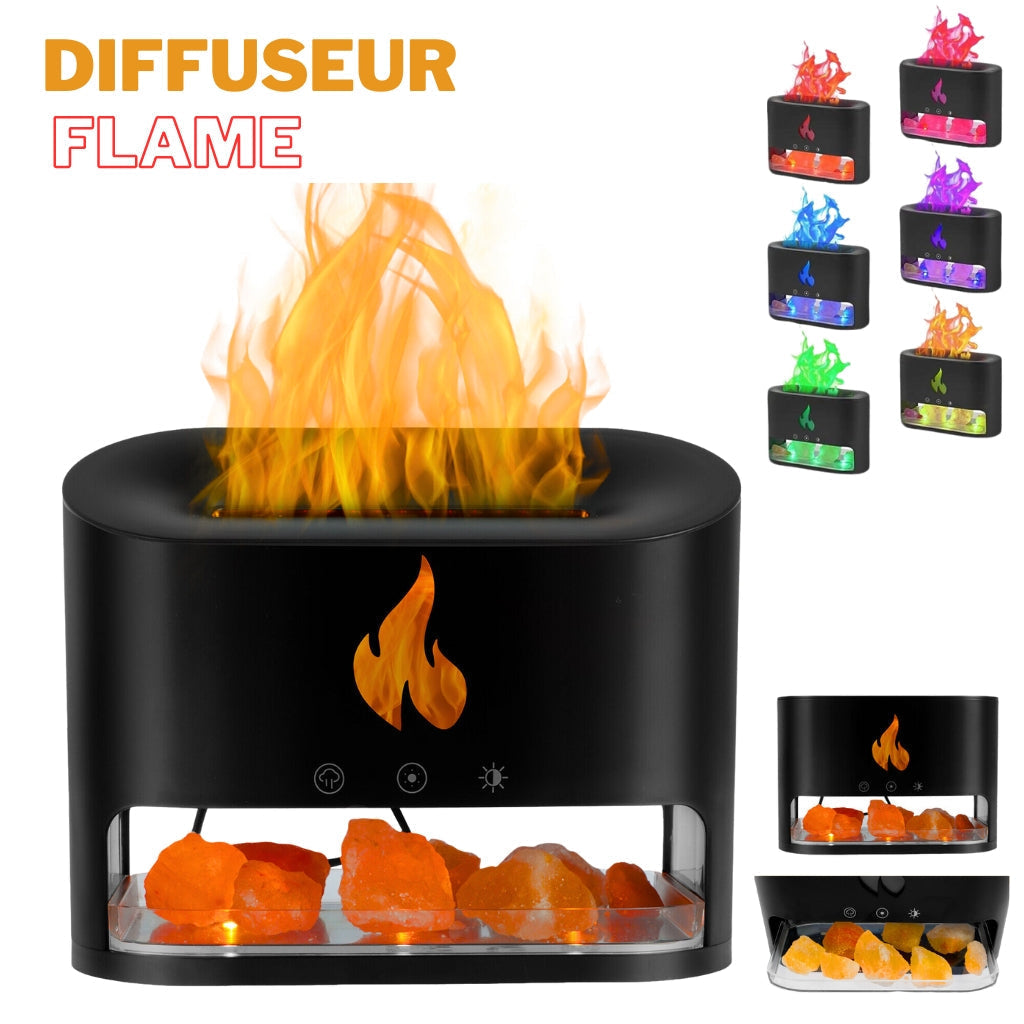 Diffuseur d'huiles essentielles flamme avec des roches de sel de cristal 250ML - موزع روائح الزيوت العطرية باللهب مع صخور الملح الكريستالي 250 مل تنزوت
