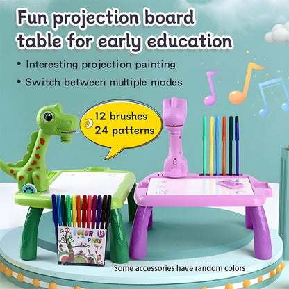 Projecteur de dessin Dino pour enfants avec 24 motifs colorés