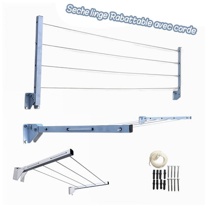 Sèche linge Mural Rabattable avec corde تنزوت
