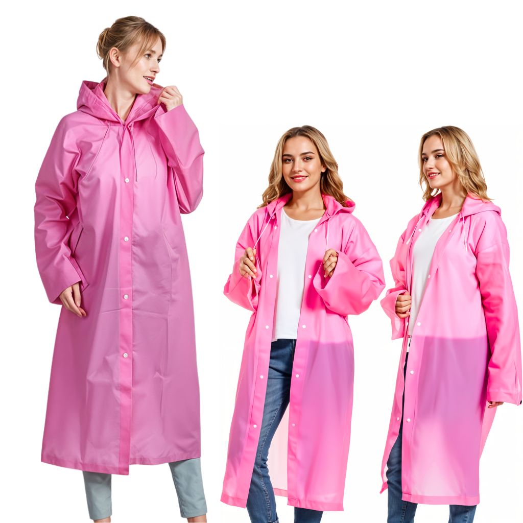 Eva Manteau imperméable à capuche – Rose – معطف بغطاء رأس مقاوم للماء - تنزوت