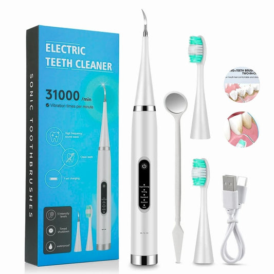Détartreur dentaire et brosse à dents Électrique 5 Modes avec Miroir – قشارة الأسنان وفرشاة الأسنان الكهربائية 5 أوضاع مع مرآة تنزوت
