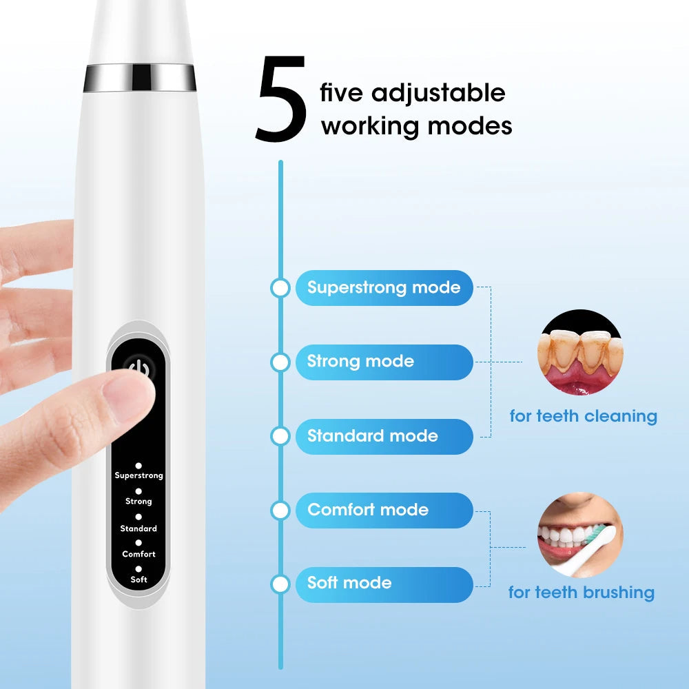 Détartreur dentaire et brosse à dents Électrique 5 Modes avec Miroir – قشارة الأسنان وفرشاة الأسنان الكهربائية 5 أوضاع مع مرآة