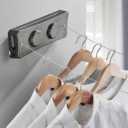 Double Corde à Linge Rétractable 2 x 5,1m en Acier Inoxydable Capacité 40KG – حبل غسيل مزدوج قابل للسحب