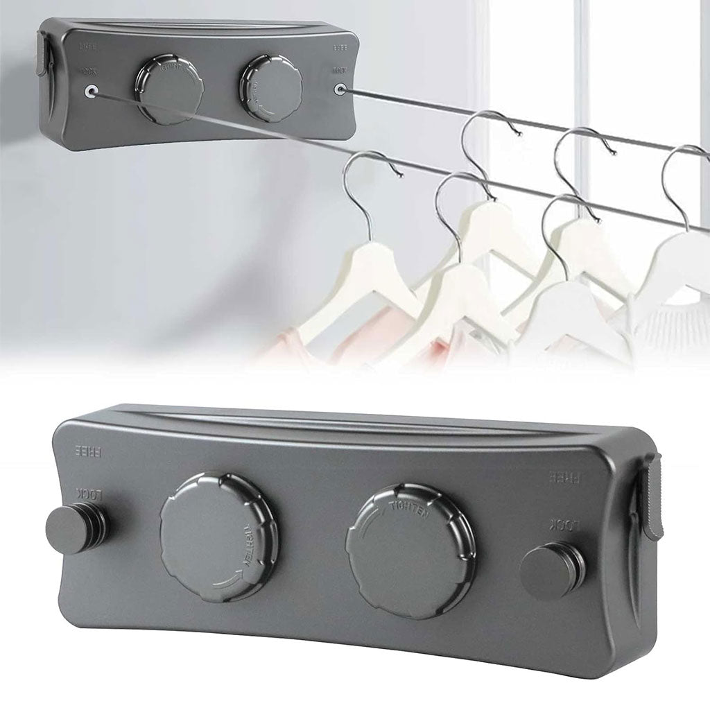 Double Corde à Linge Rétractable 2 x 5,1m en Acier Inoxydable Capacité 40KG – حبل غسيل مزدوج قابل للسحب تنزوت