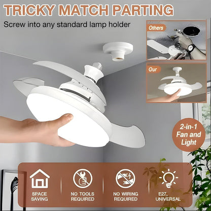 Ventilateur de plafond rétractable avec lumière réglable et télécommande