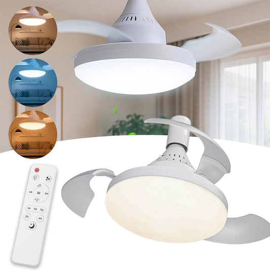 Ventilateur de plafond rétractable avec lumière réglable et télécommande