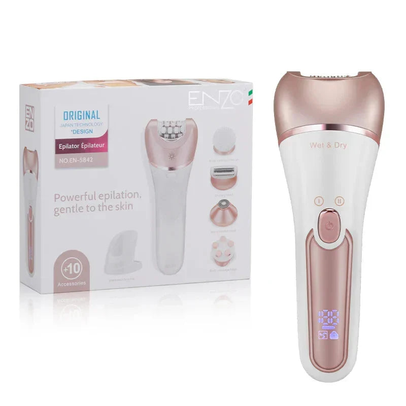Épilateur sans fil Enzo Wet & Dry avec 10 accessoires – مزيل شعر للنساء