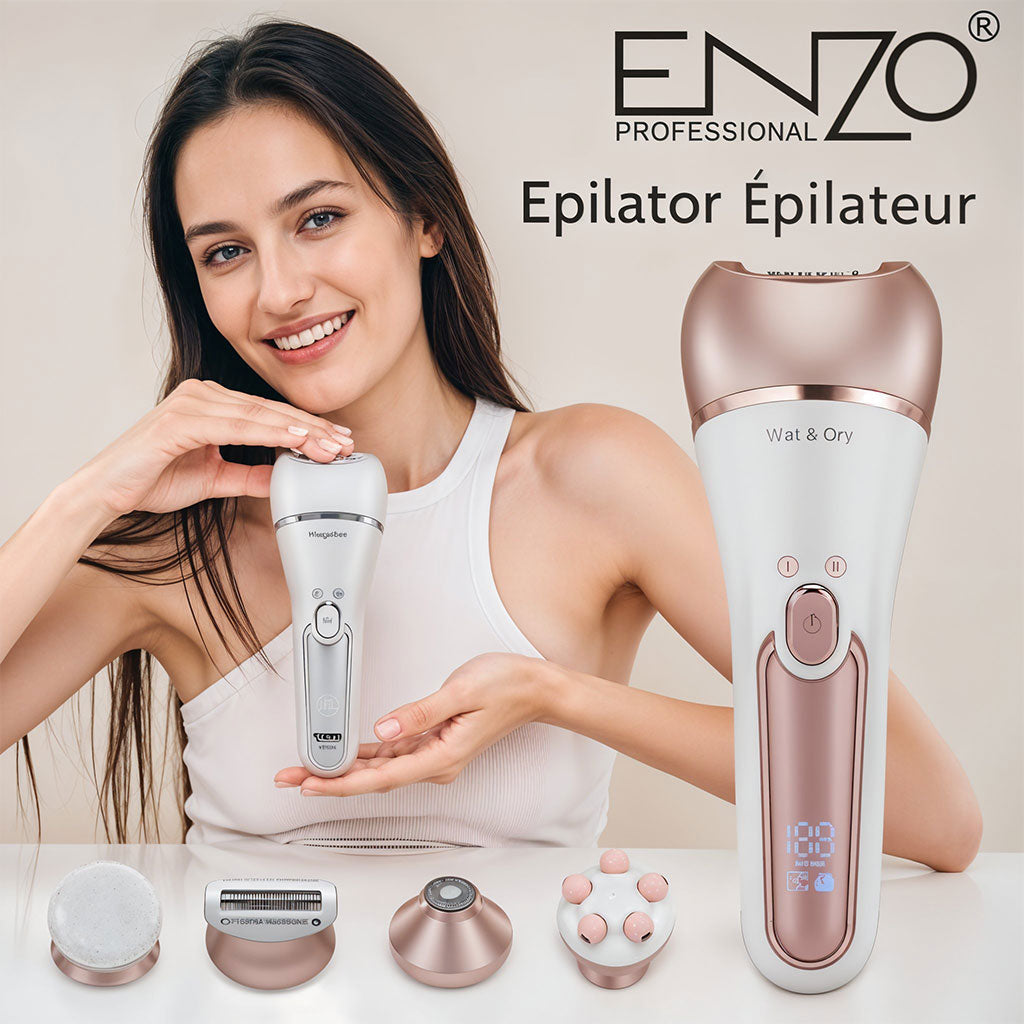 Épilateur sans fil Enzo Wet & Dry avec 10 accessoires – مزيل شعر للنساء تنزوت