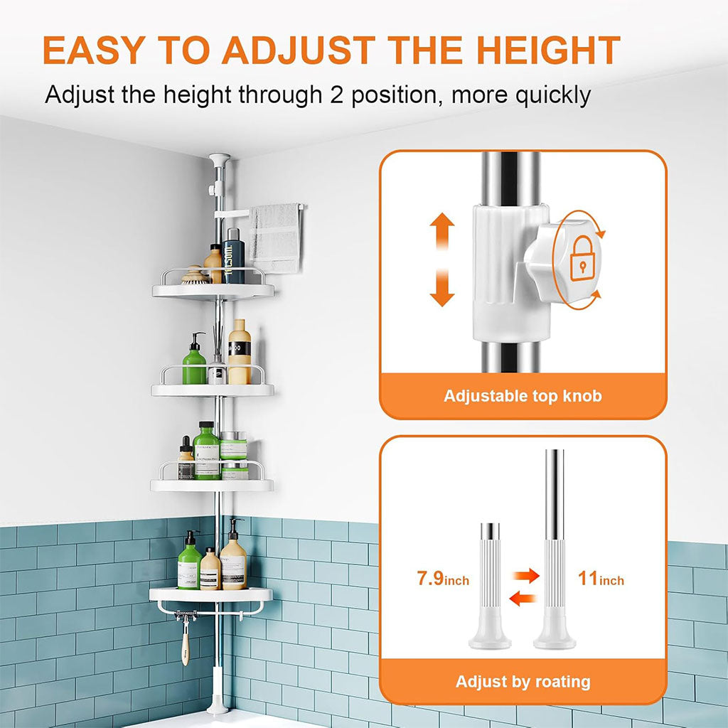 Étagère de douche d’angle à 4 niveaux réglable 260cm – رف حمام قابل للتعديل