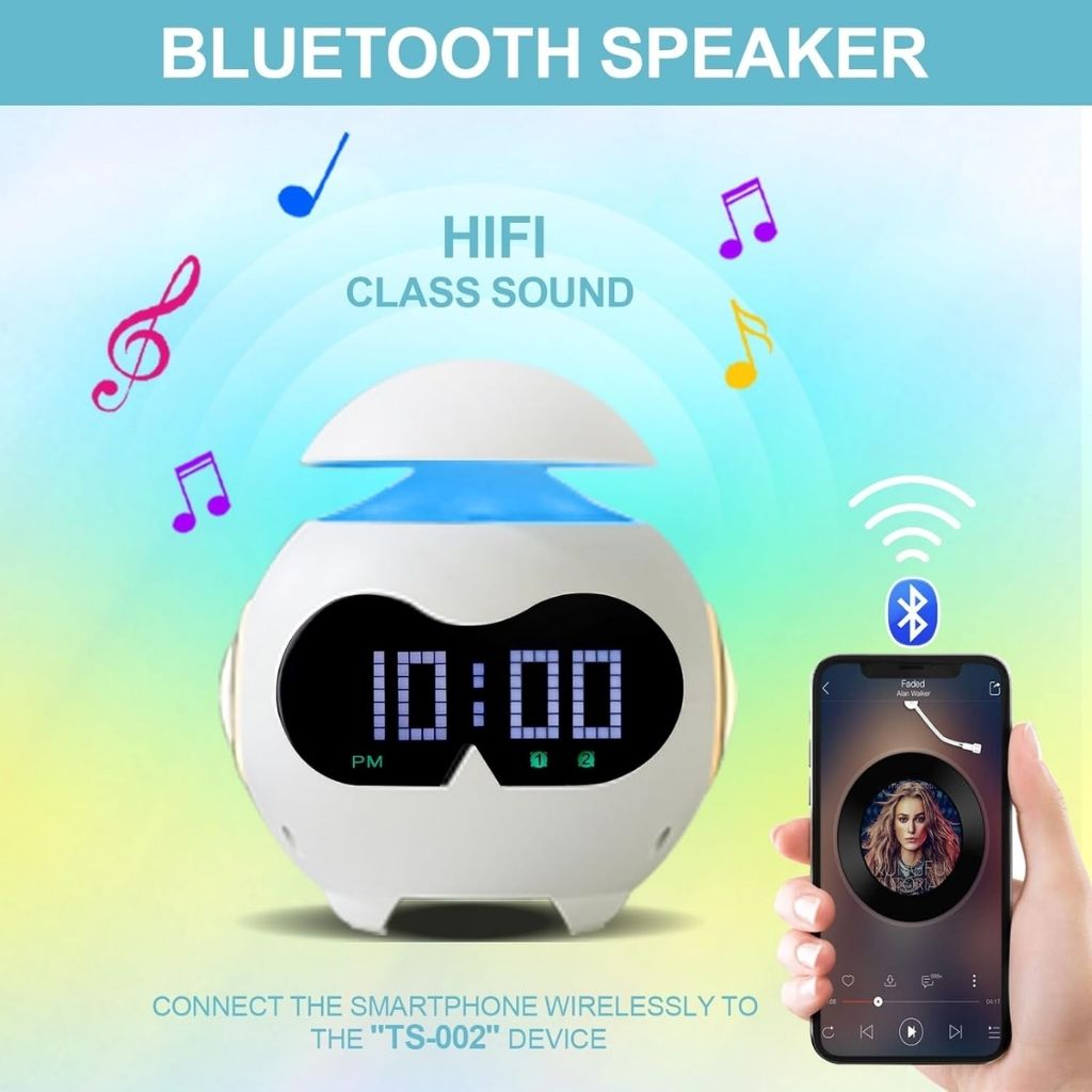 Réveil Émotionnel avec Veilleuse et Haut-Parleur Bluetooth – منبه مع ضوء ليلي ومكبر صوت بلوتوث