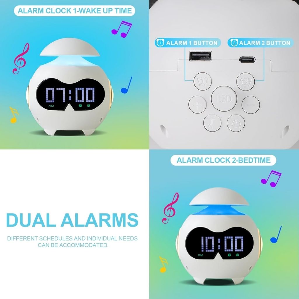Réveil Émotionnel avec Veilleuse et Haut-Parleur Bluetooth – منبه مع ضوء ليلي ومكبر صوت بلوتوث
