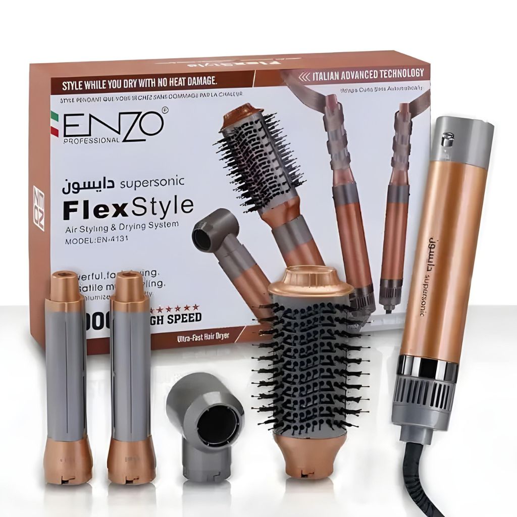ENZO PROFESSIONAL Brosse Coiffante Multifonctionnelle 4 en 1 – فرشاة تصفيف الشعر متعددة الوظائف تنزوت