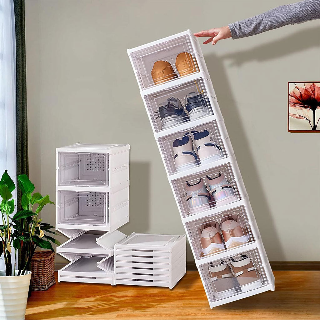 Étagère à chaussures pliable transparente à 6 niveaux facile à ranger – منظم أحذية قابل للطي وسهل التركيب