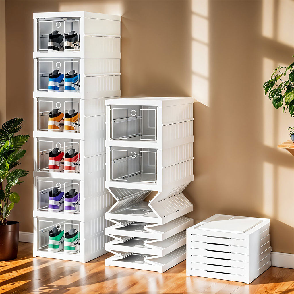 Étagère à chaussures pliable transparente à 6 niveaux facile à ranger – منظم أحذية قابل للطي وسهل التركيب - تنزوت