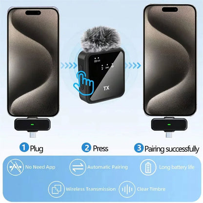 Microphone Sans Fil Professionnel 2en1 pour iPhone et Android F15 – ميكروفون لاسلكي متعدد المنافذ