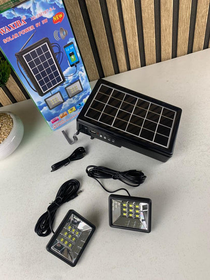 Kit d’Éclairage Solaire avec Haut Parleur et Deux Lampes XB-2321BT – طقم إنارة بالطاقة الشمسية
