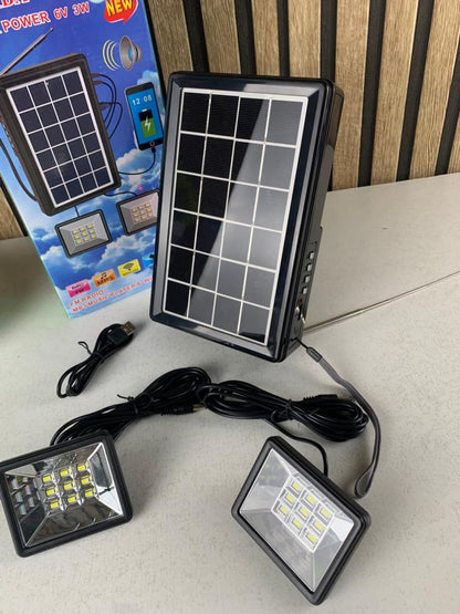 Kit d’Éclairage Solaire avec Haut Parleur et Deux Lampes XB-2321BT – طقم إنارة بالطاقة الشمسية