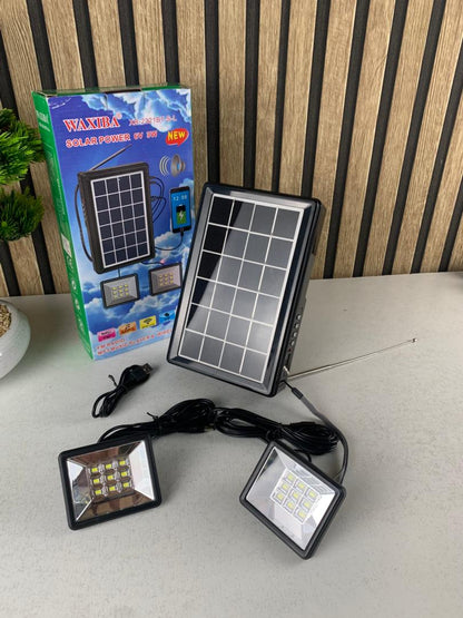 Kit d’Éclairage Solaire avec Haut Parleur et Deux Lampes XB-2321BT – طقم إنارة بالطاقة الشمسية