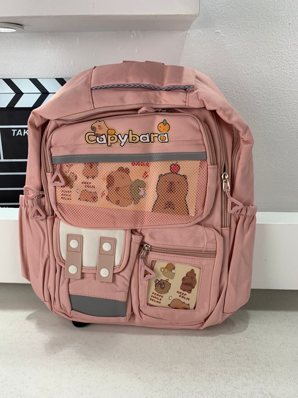 Sac à Dos Enfant Kawaii Capybara Rose – حقيبة ظهر للأطفال وردي