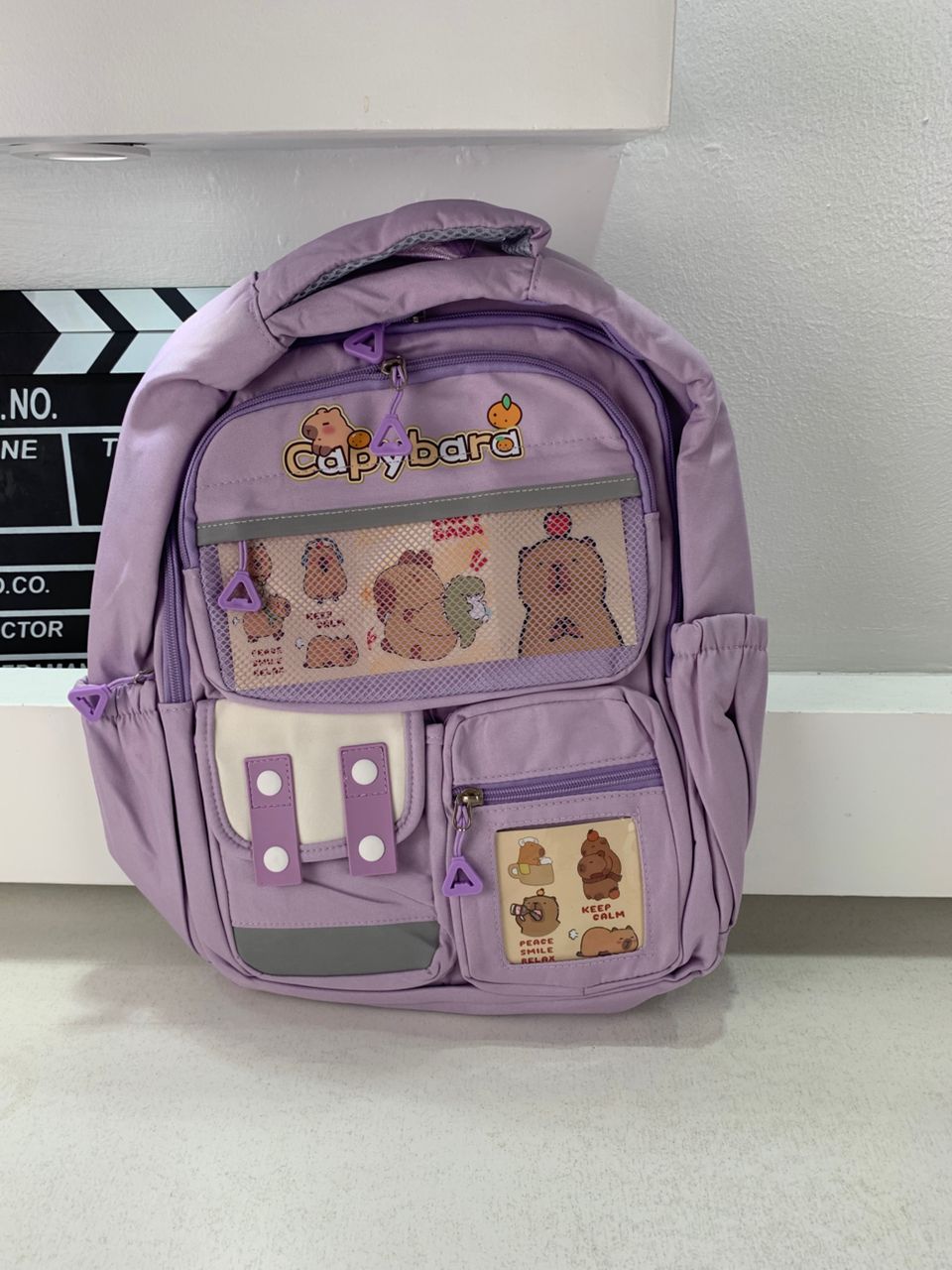 Sac à Dos Enfant Kawaii Capybara Mauve – حقيبة ظهر للأطفال بنفسجي