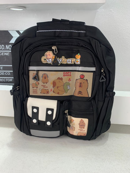 Sac à Dos Enfant Kawaii Capybara Noir – حقيبة ظهر للأطفال سوداء