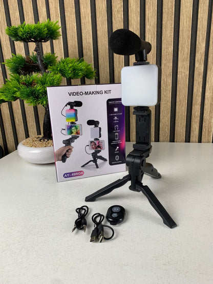 Kit de Vlogging pour smartphone et appareil photo avec microphone et LED RGB