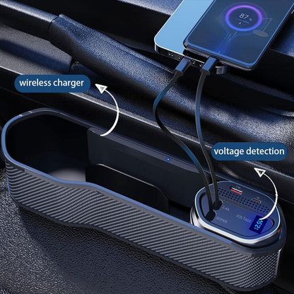 Organisateur 5 en 1 pour siège auto avec chargeur sans fil et 2 câbles télescopiques