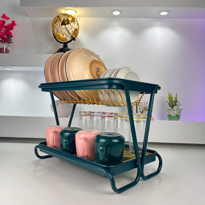 Égouttoir à Vaisselle 2 Niveaux pour Comptoir de Cuisine – رف تجفيف الأطباق بطبقتين