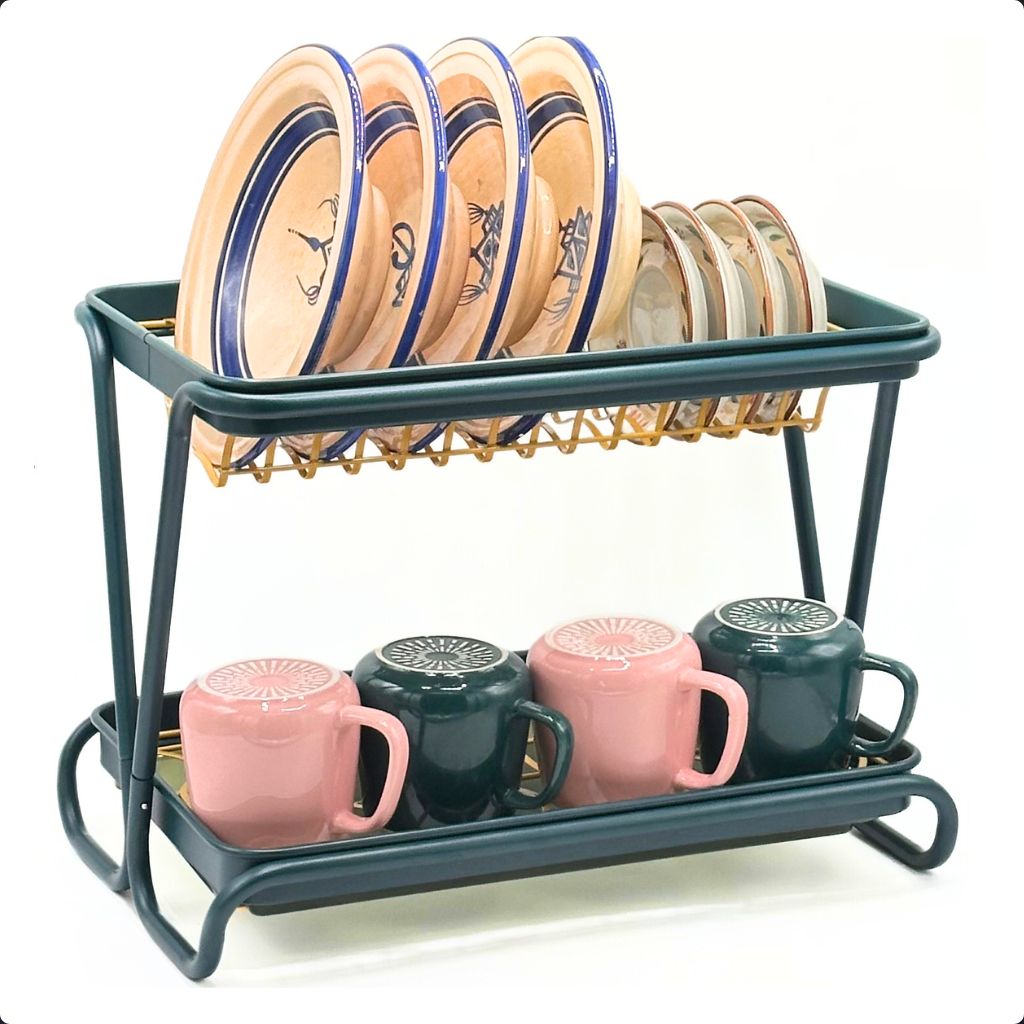 Égouttoir à Vaisselle 2 Niveaux pour Comptoir de Cuisine – رف تجفيف الأطباق بطبقتين