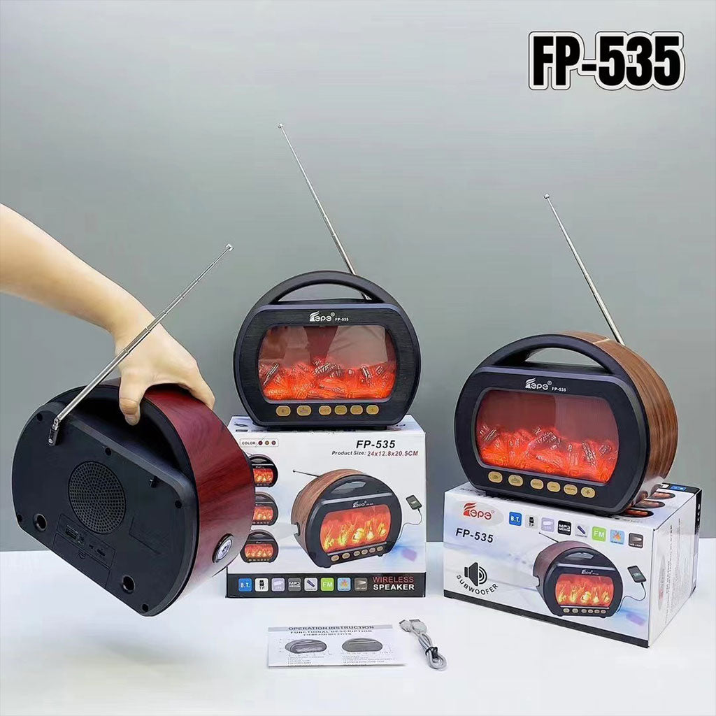 Haut Parleur Bluetooth sans fil Motif Flamme Style Rétro FP-535 – مكبر صوت بلوتوث