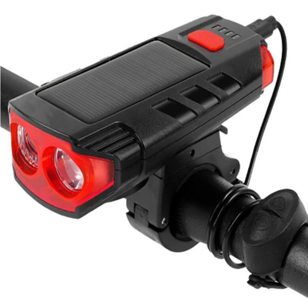Lampe d’éclairage solaire pour vélo et trottinette avec sonnette et alarme – مصباح دراجات يعمل بالطاقة الشمسية