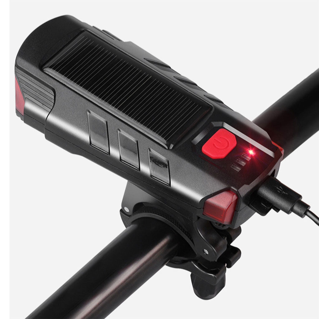 Lampe d’éclairage solaire pour vélo et trottinette avec sonnette et alarme – مصباح دراجات يعمل بالطاقة الشمسية