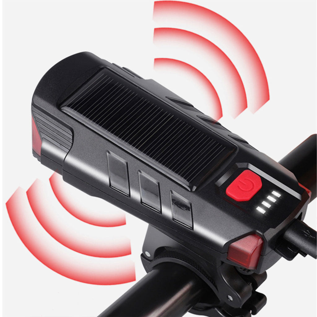 Lampe d’éclairage solaire pour vélo et trottinette avec sonnette et alarme – مصباح دراجات يعمل بالطاقة الشمسية