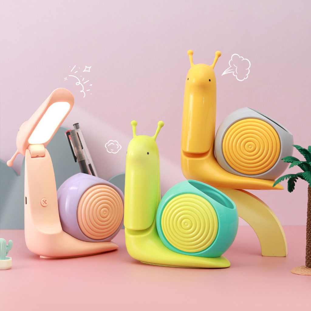 Lampe Veilleuse Escargot Mignonne LED avec Porte-stylo – مصباح على شكل حلزون لمكتب الأطفال