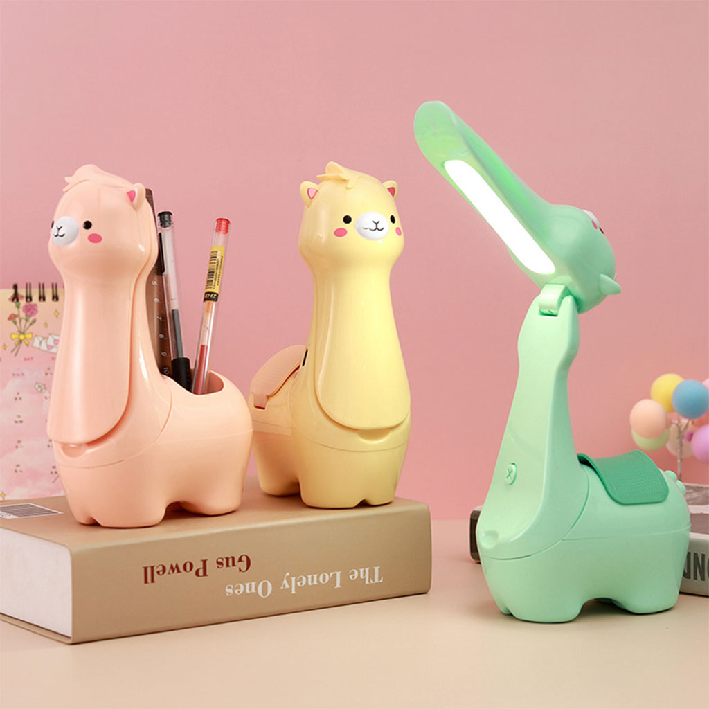 Lampe Veilleuse Lama Mignonne LED avec Porte-stylo – مصباح على شكل لاما لمكتب الأطفال تنزوت