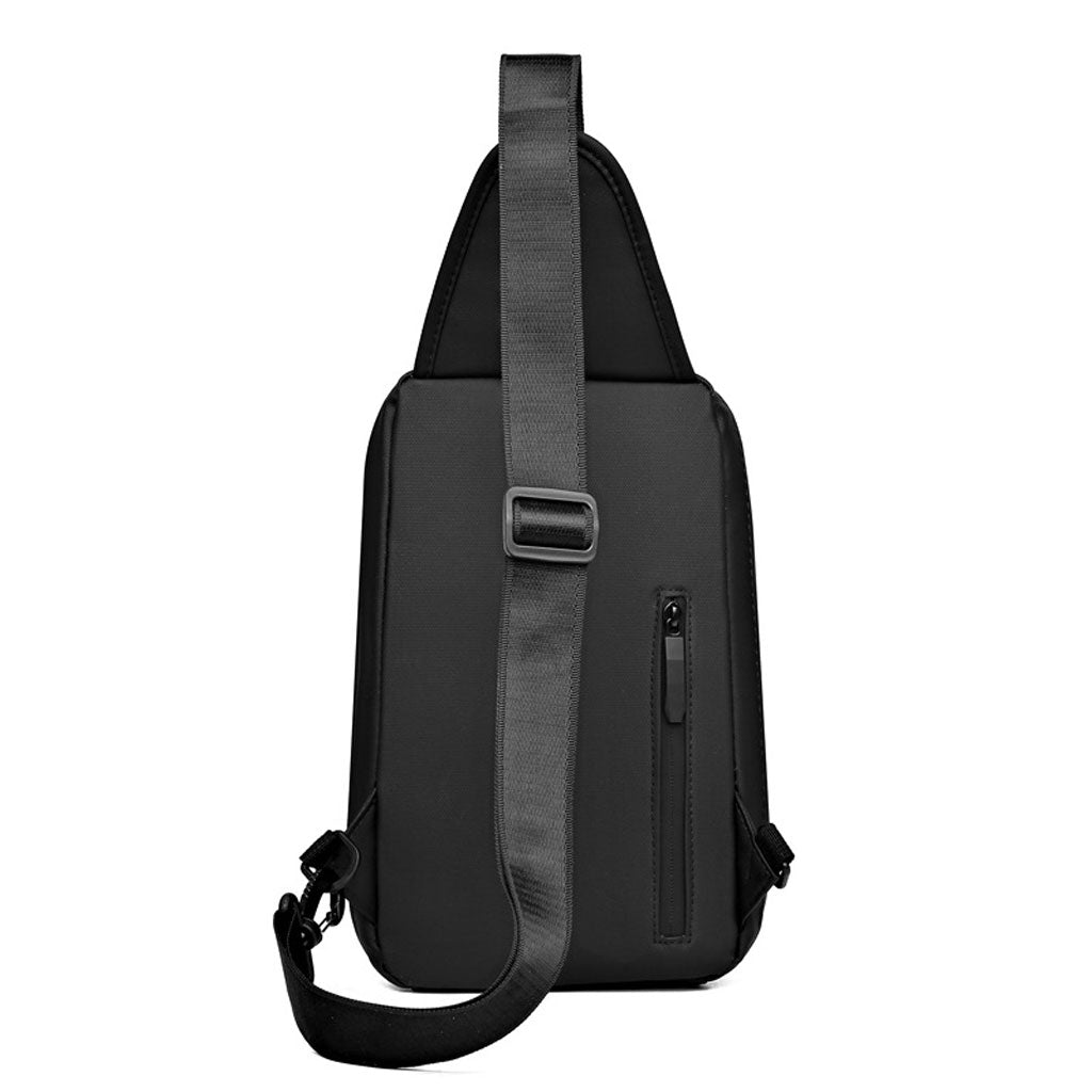 Fashion Black Sac de poitrine décontracté pour hommes avec bandoulière LX068 - Noir