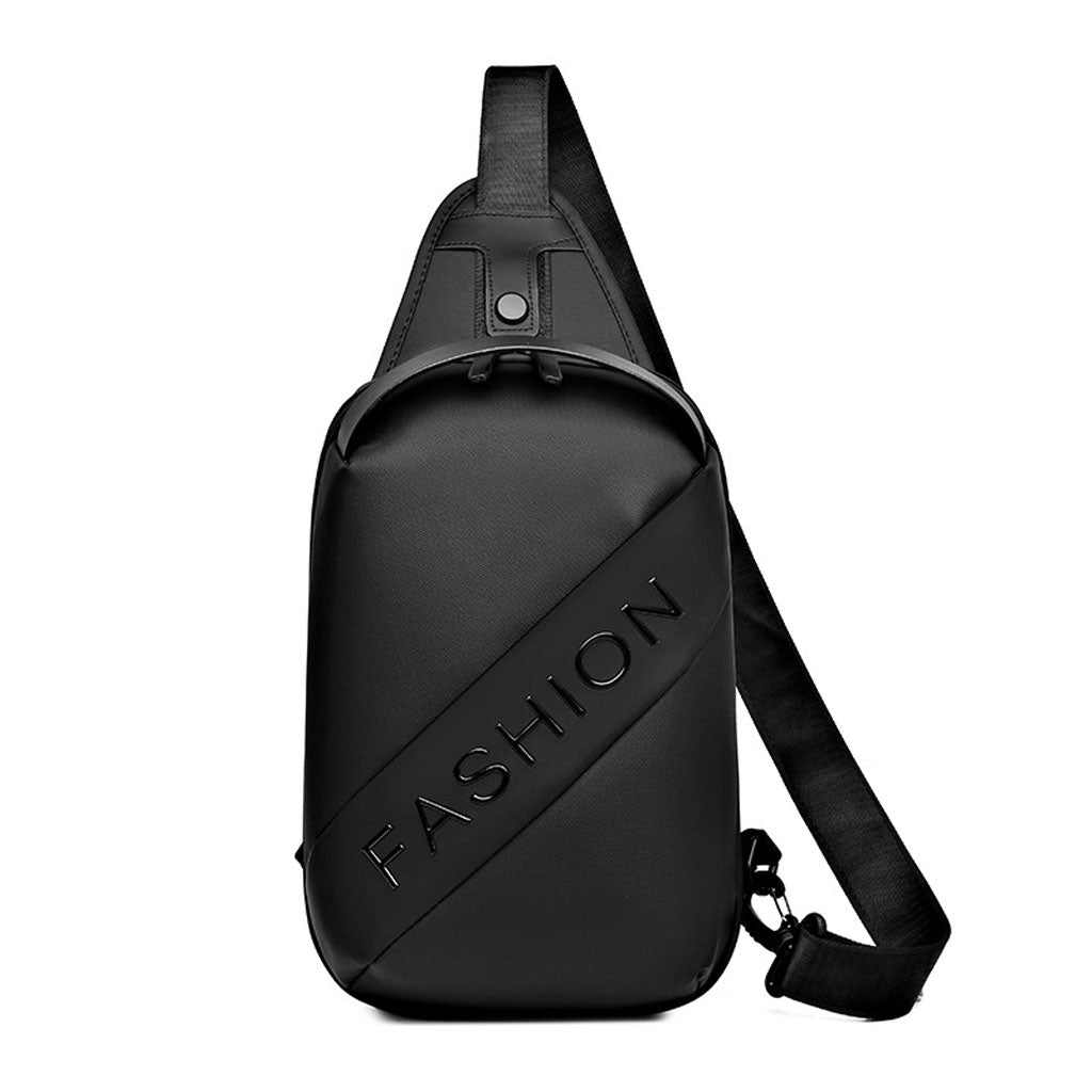 Fashion Black Sac de poitrine décontracté pour hommes avec bandoulière LX068 - Noir