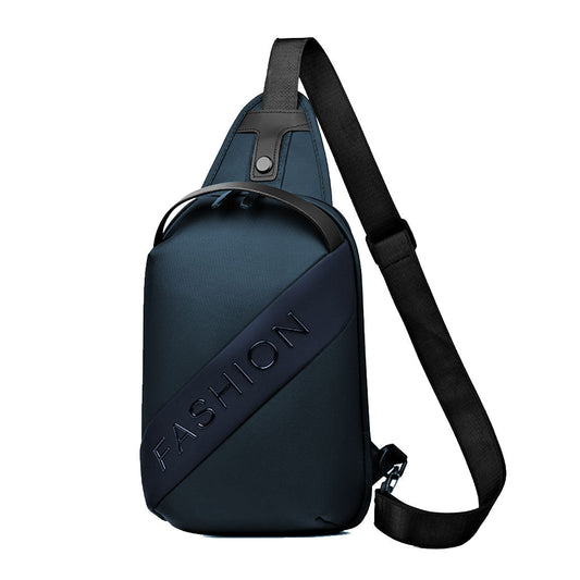 Fashion Black Sac de poitrine décontracté pour hommes avec bandoulière LX068 - Bleu تنزوت