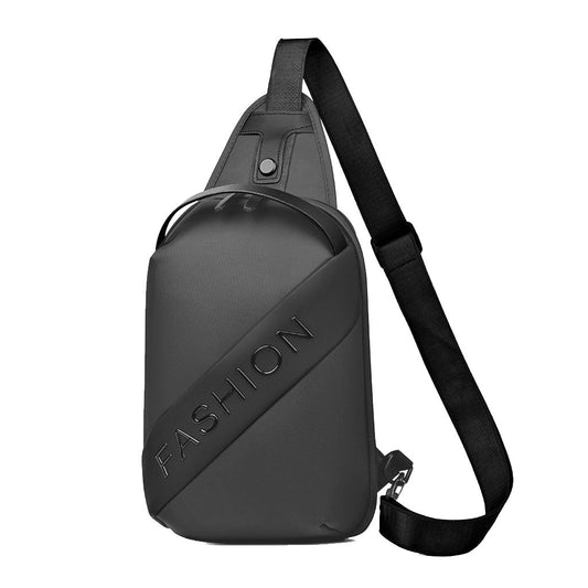 Fashion Black Sac de poitrine décontracté pour hommes avec bandoulière LX068 - Gris تنزوت