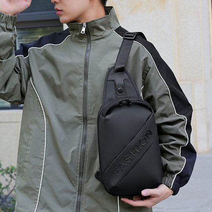 Fashion Black Sac de poitrine décontracté pour hommes avec bandoulière LX068 - Noir